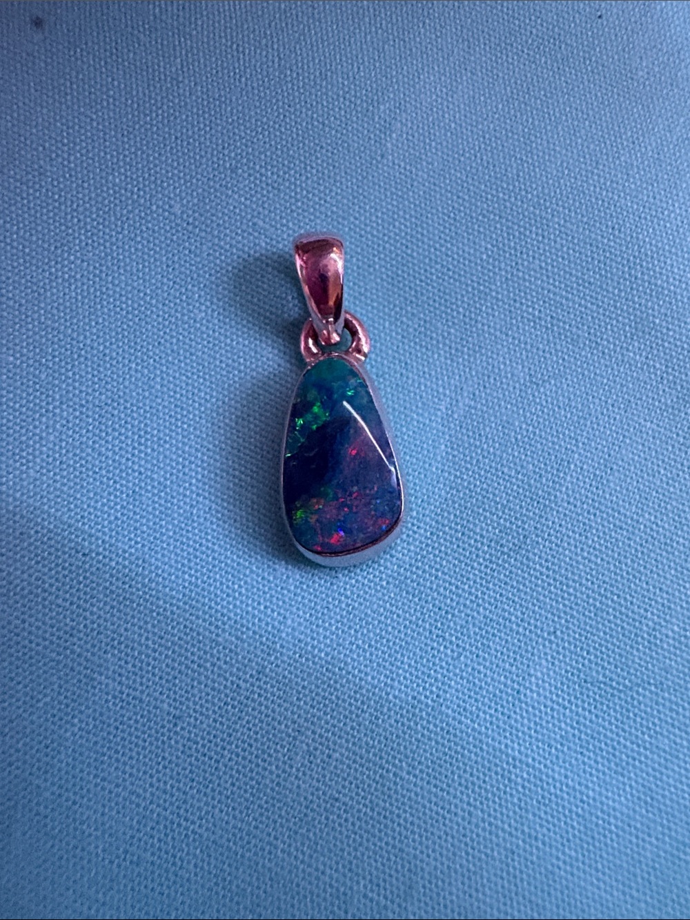 Treated Australian Opal 925 Sterling Silver Pendant - Picture 2 of 7